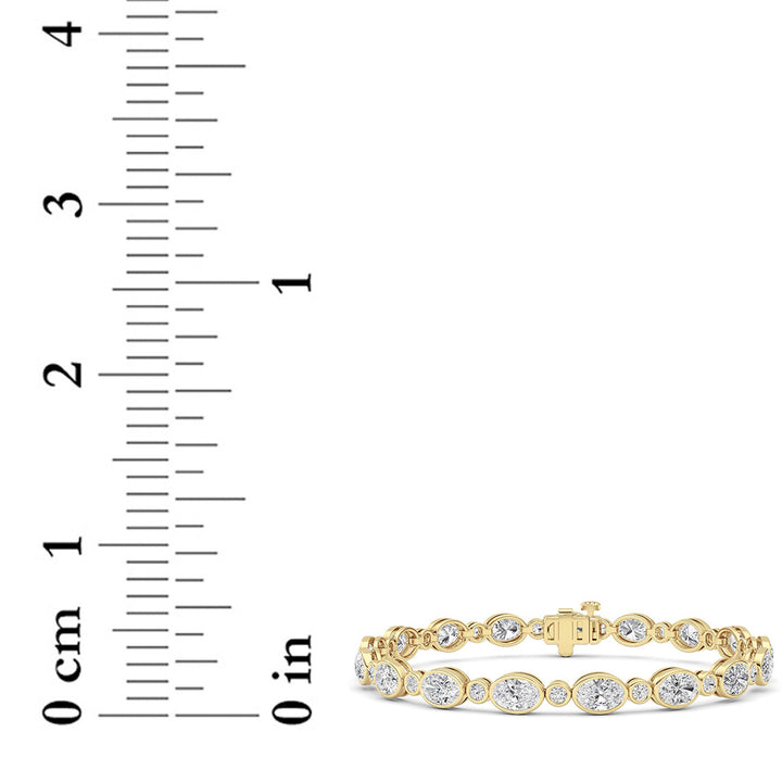 8Cttw Oval And Round Lab Grown Diamond (F/VS ) Bezel Set Bracelet in 14K Gold