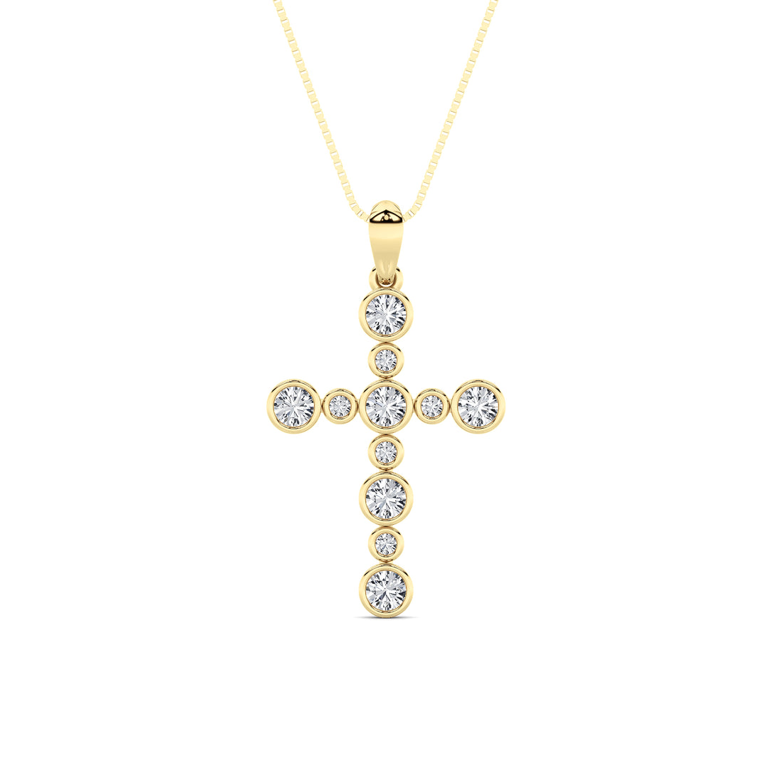 1CTW Round Shaped Lab Grown Diamond (F/VS) Necklace in 14K Yellow Gold