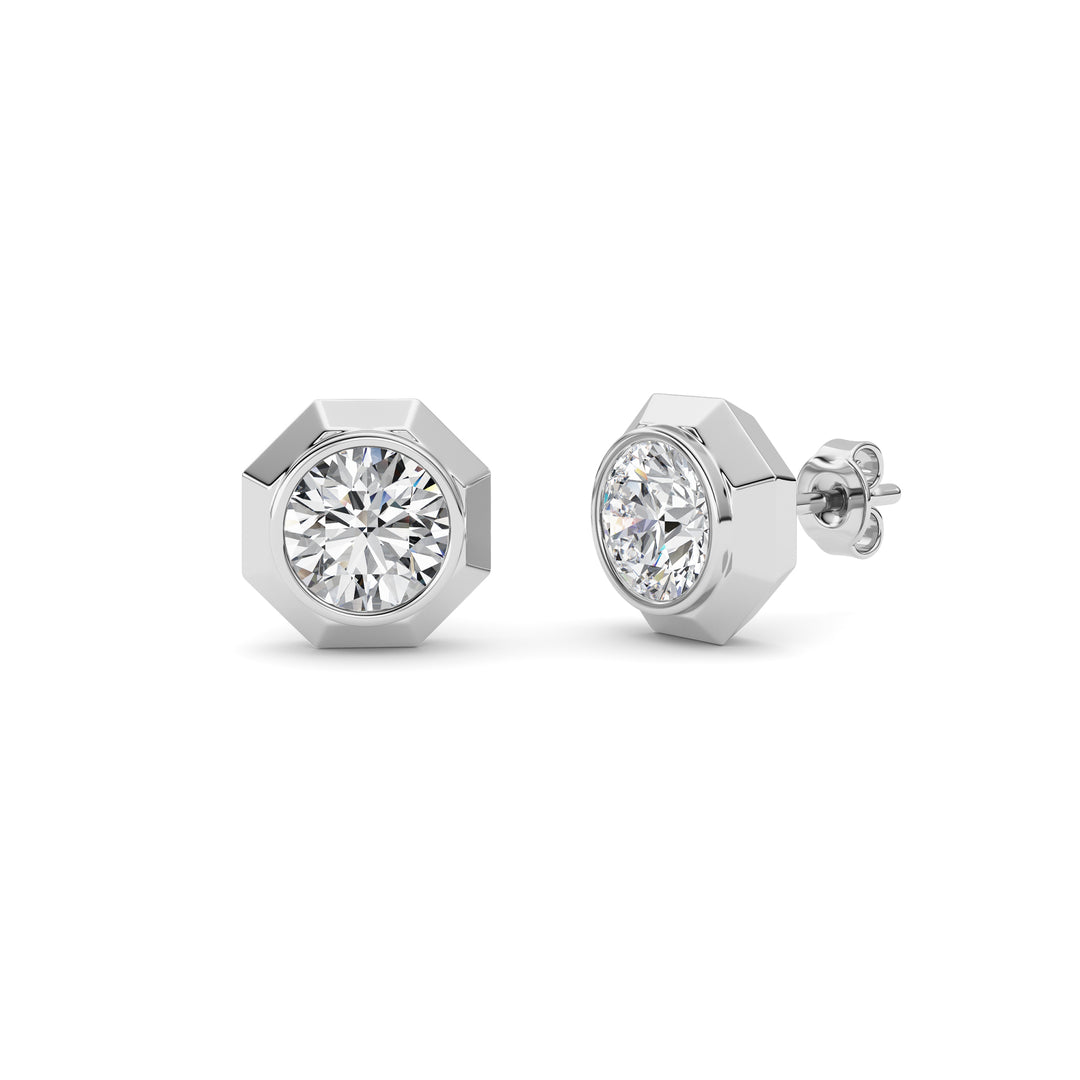 2CTW Round Shaped Lab Grown Diamond (F/VS ) Stud Earrings in 14K Gold