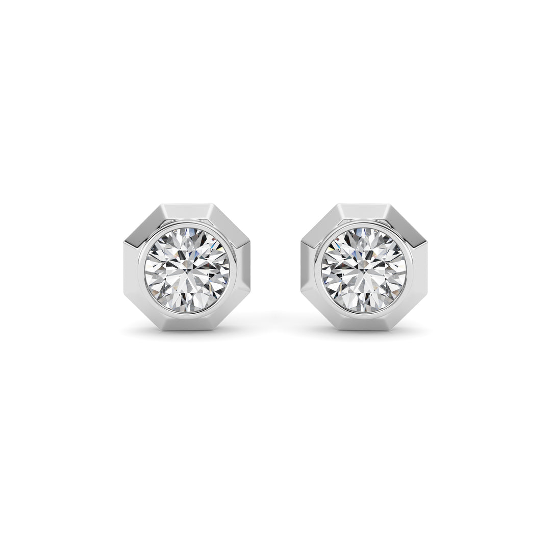 2CTW Round Shaped Lab Grown Diamond (F/VS ) Stud Earrings in 14K Gold