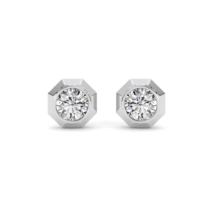 2CTW Round Shaped Lab Grown Diamond (F/VS ) Stud Earrings in 14K Gold