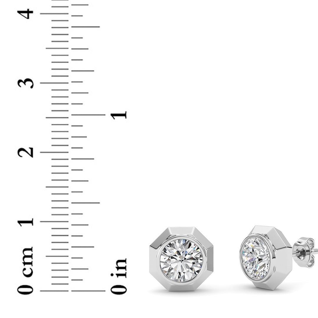 2CTW Round Shaped Lab Grown Diamond (F/VS ) Stud Earrings in 14K Gold