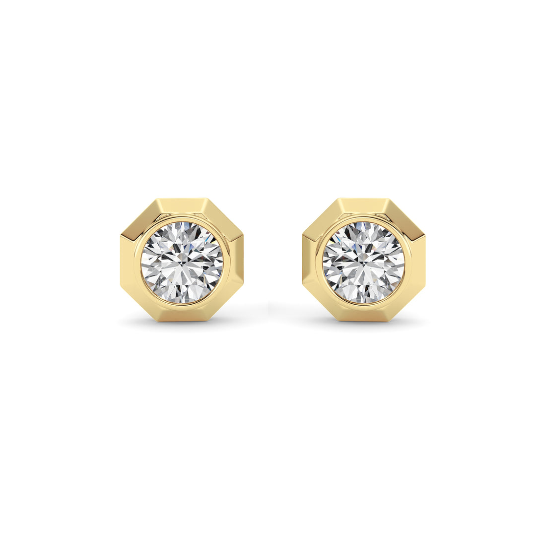 2CTW Round Shaped Lab Grown Diamond (F/VS ) Stud Earrings in 14K Gold