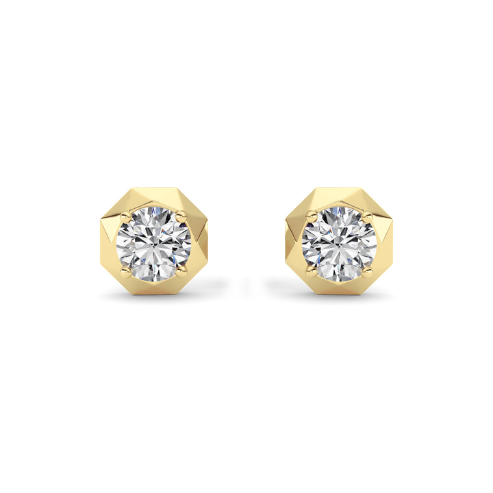 2CTW Round Shaped Lab Grown Diamond (F/VS) Earring in 14K Yellow Gold