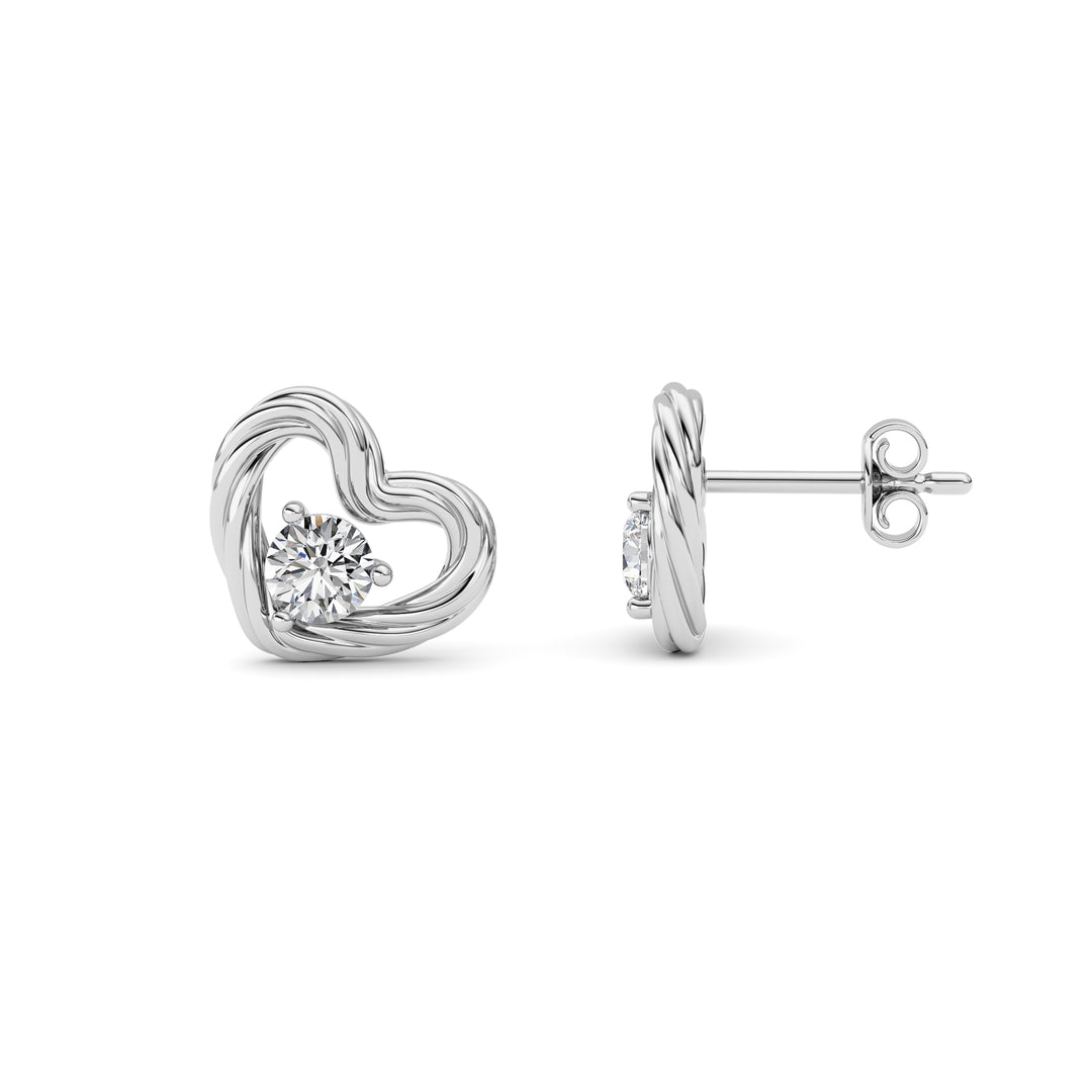 0.5Cttw Round Shaped Lab Grown Diamond (F/VS ) Heart Earrings in 14K Gold