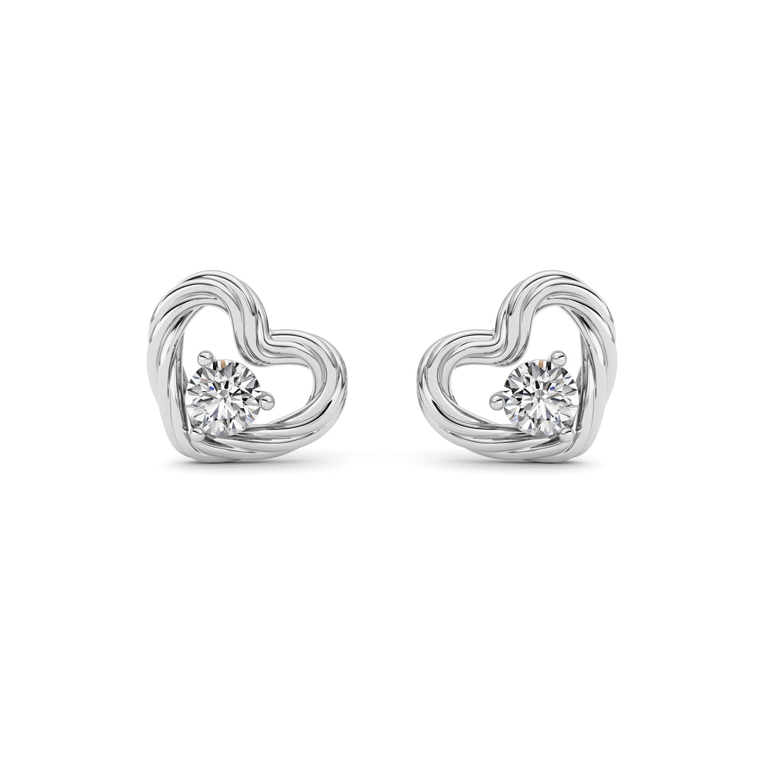 0.5Cttw Round Shaped Lab Grown Diamond (F/VS ) Heart Earrings in 14K Gold
