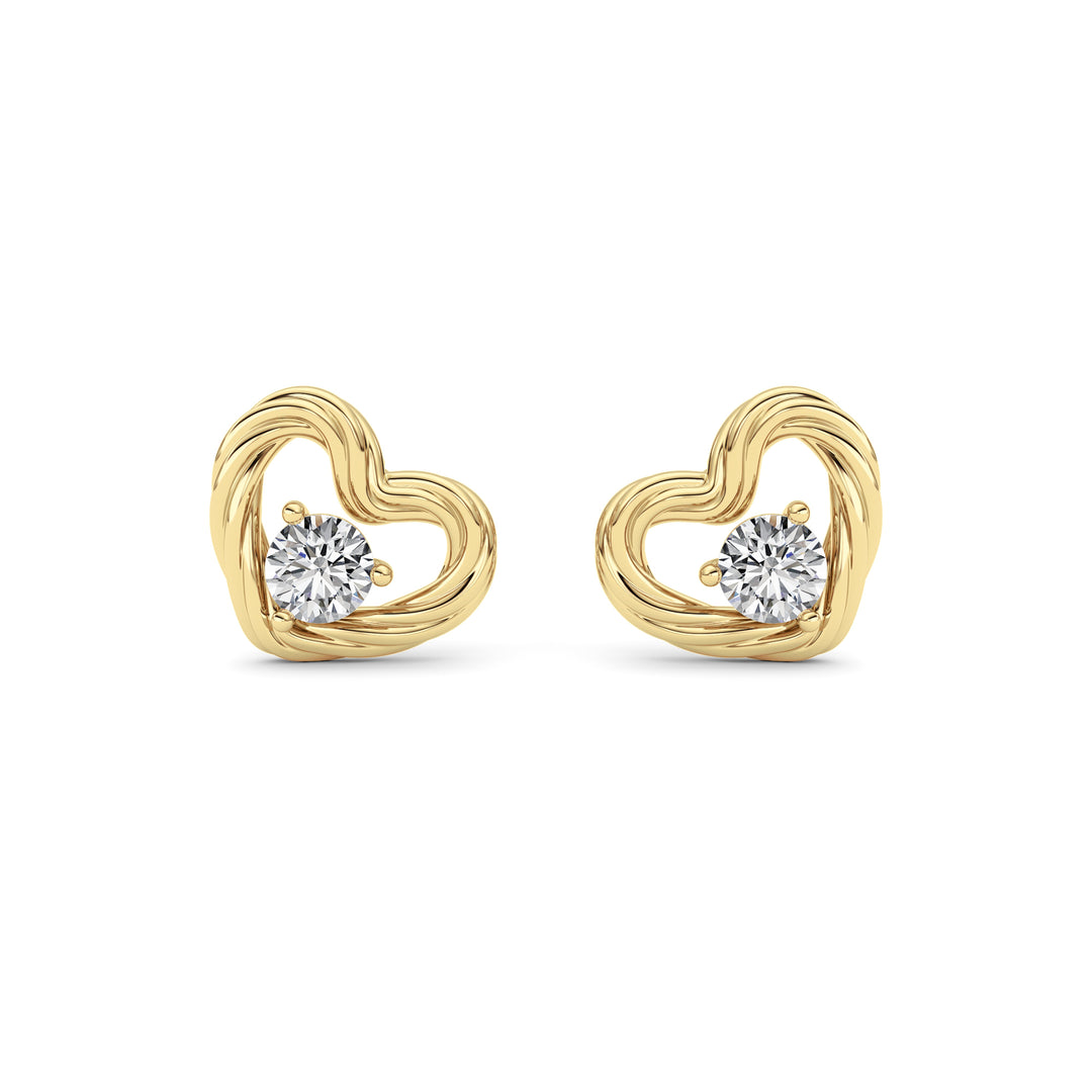 0.5Cttw Round Shaped Lab Grown Diamond (F/VS ) Heart Earrings in 14K Gold