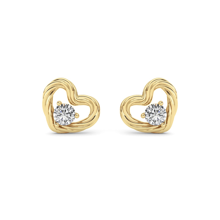 0.5Cttw Round Shaped Lab Grown Diamond (F/VS ) Heart Earrings in 14K Gold
