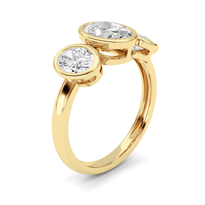 2CTW Oval Shaped Lab Grown Diamond (F/VS) Ring in 14K Yellow Gold