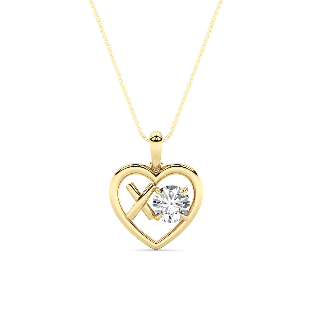 1CTW Round Shaped Lab Grown Diamond (F/VS) Necklace in 14K Yellow Gold
