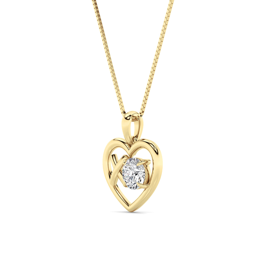 1CTW Round Shaped Lab Grown Diamond (F/VS) Necklace in 14K Yellow Gold