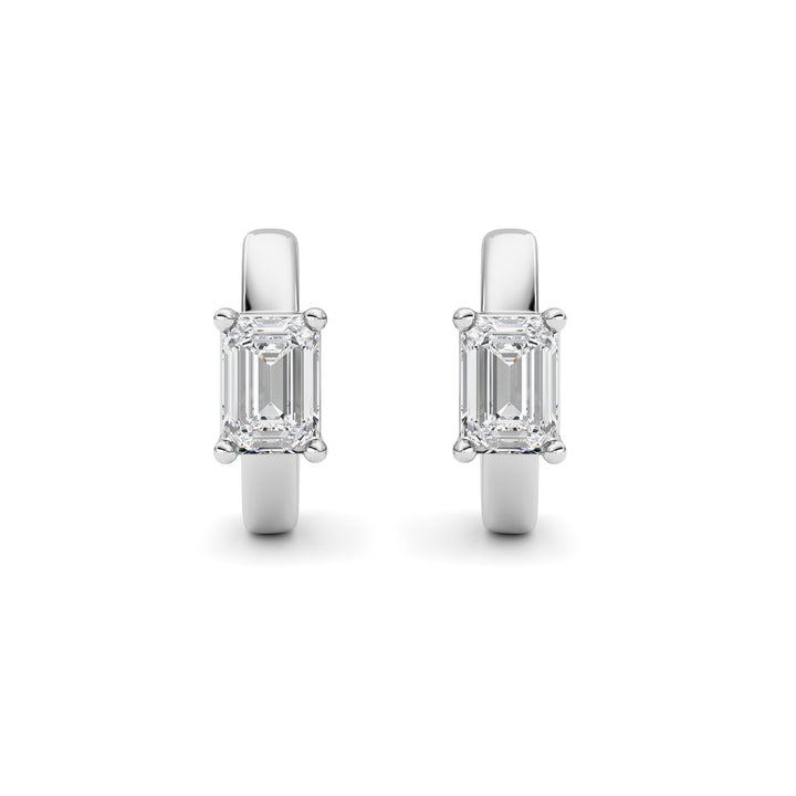 1CTW Emerald Shaped Lab Grown Diamond (F/VS ) Huggie Earrings in 14K Gold