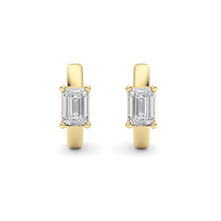 1CTW Emerald Shaped Lab Grown Diamond (F/VS ) Huggie Earrings in 14K Gold