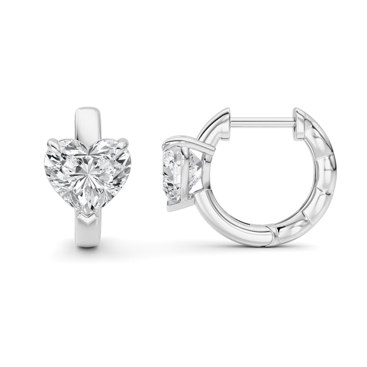 2CTW Heart Shaped Lab Grown Diamond (F/VS) Earring in 14K White Gold