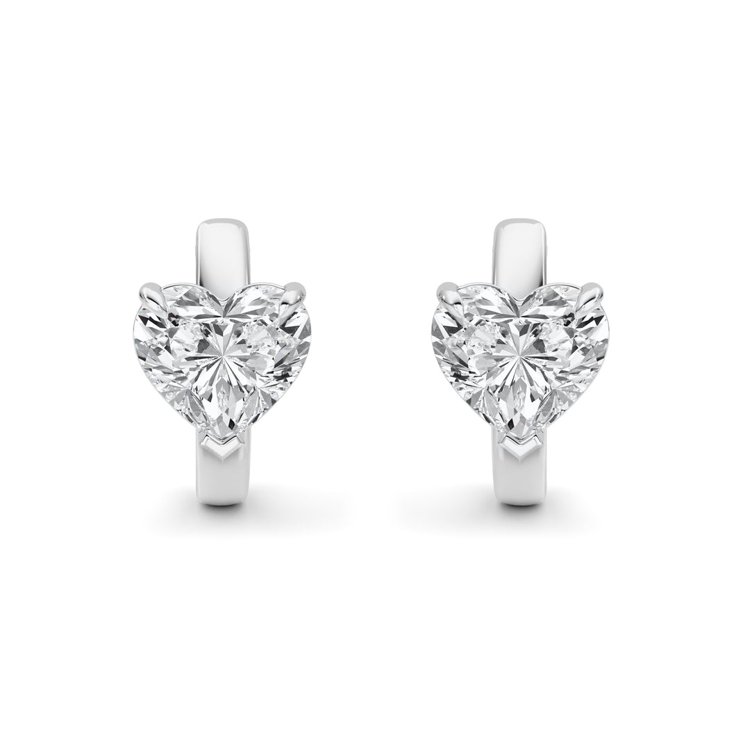 2CTW Heart Shaped Lab Grown Diamond (F/VS) Earring in 14K White Gold
