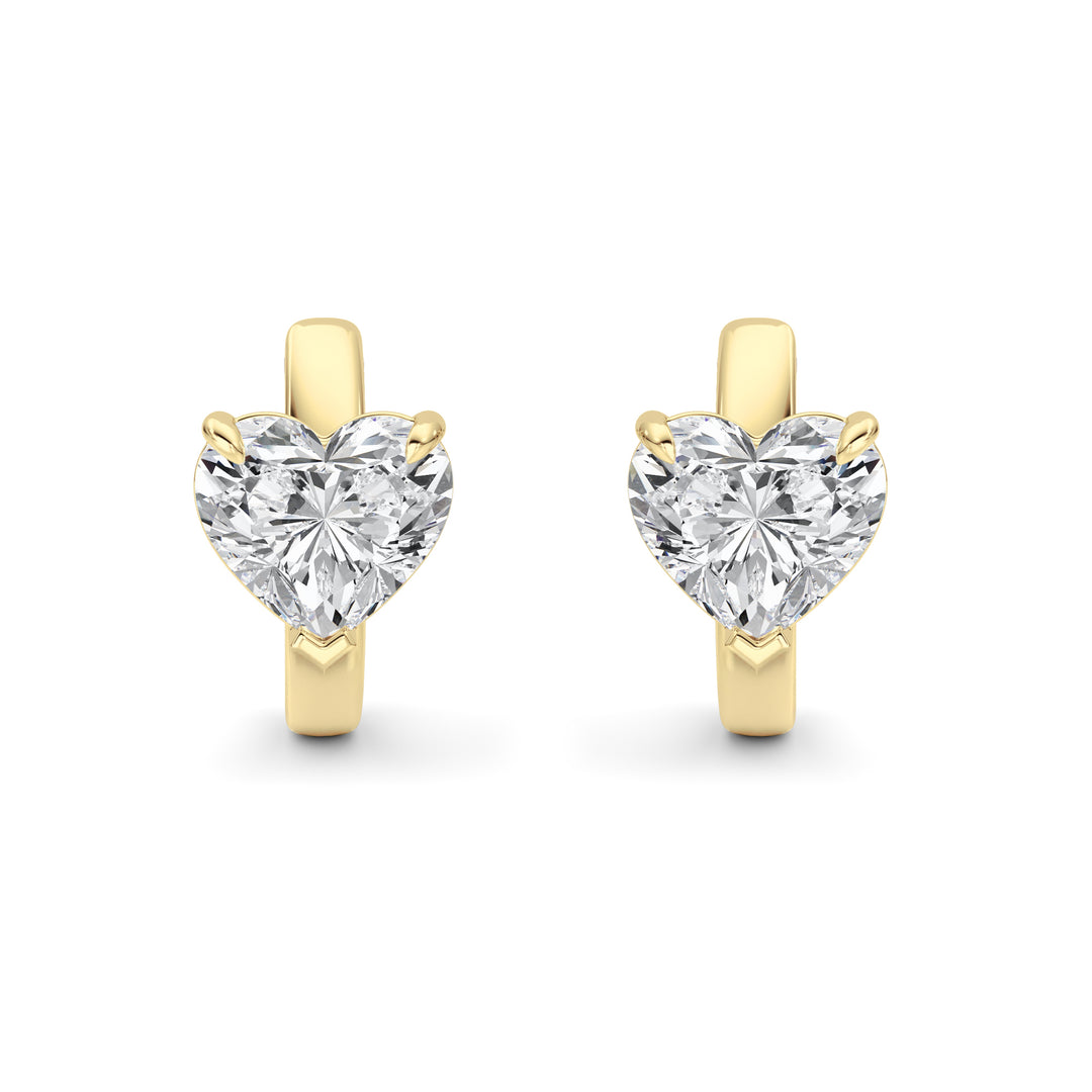 2CTW Heart Shaped Lab Grown Diamond (F/VS) Earring in 14K Yellow Gold