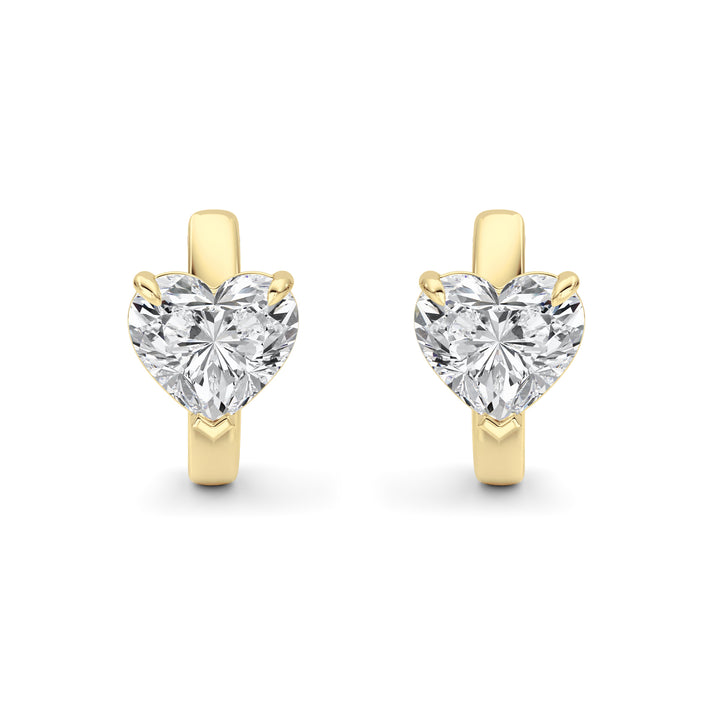 2CTW Heart Shaped Lab Grown Diamond (F/VS) Earring in 14K Yellow Gold