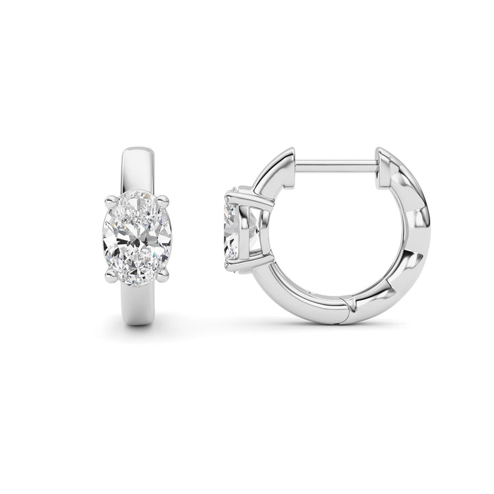 1CTW Oval Shaped Lab Grown Diamond (F/VS ) Huggie Earrings in 14K Gold