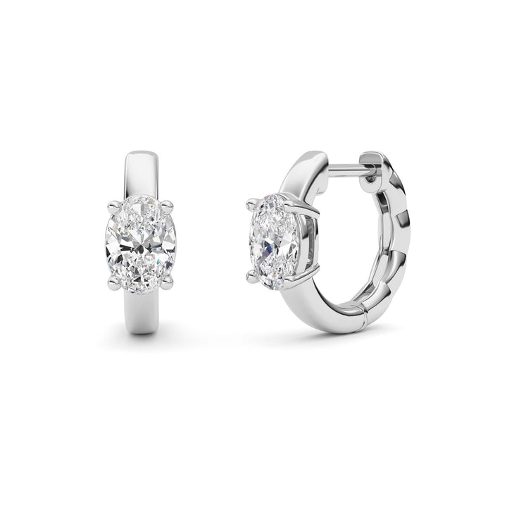 1CTW Oval Shaped Lab Grown Diamond (F/VS ) Huggie Earrings in 14K Gold