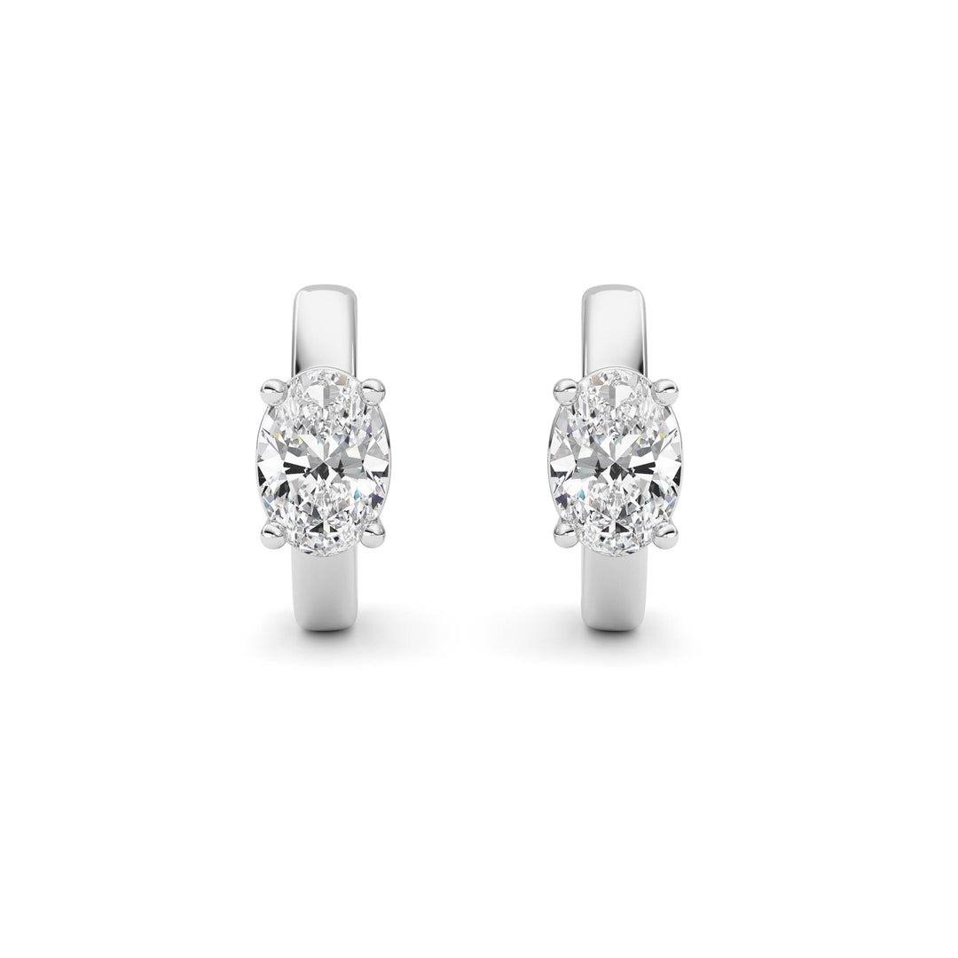 1CTW Oval Shaped Lab Grown Diamond (F/VS ) Huggie Earrings in 14K Gold