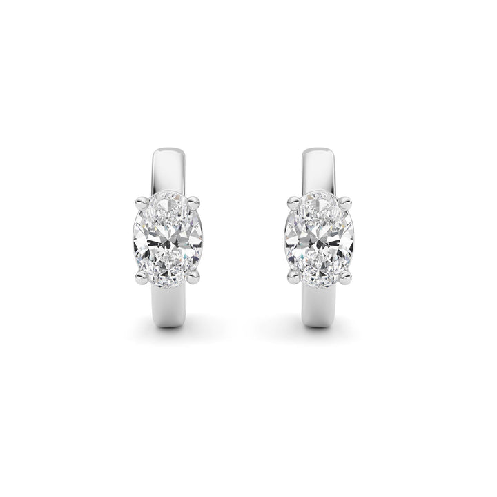 1CTW Oval Shaped Lab Grown Diamond (F/VS ) Huggie Earrings in 14K Gold