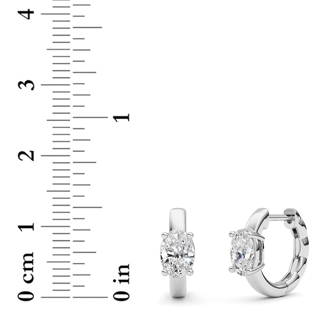1CTW Oval Shaped Lab Grown Diamond (F/VS ) Huggie Earrings in 14K Gold
