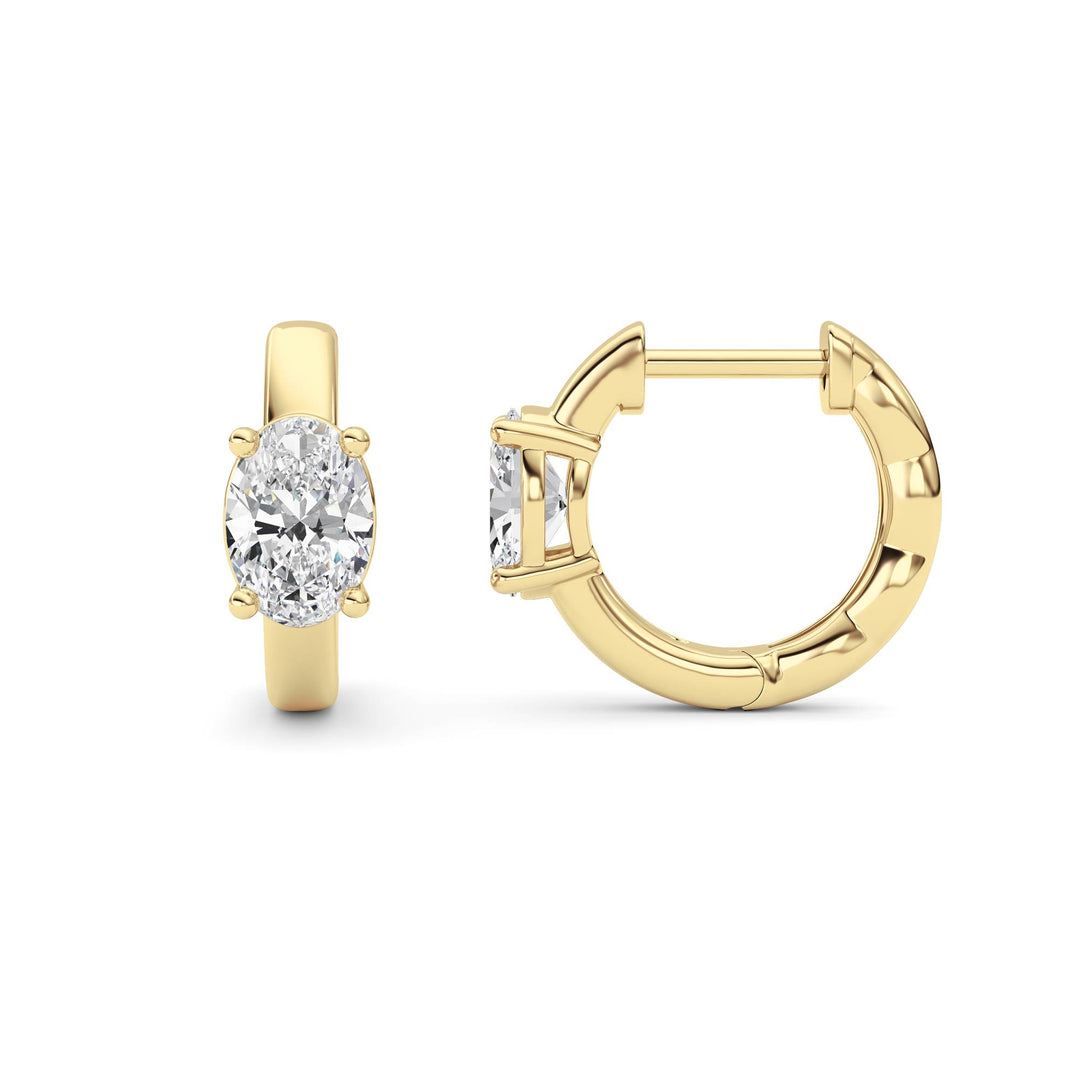 1CTW Oval Shaped Lab Grown Diamond (F/VS ) Huggie Earrings in 14K Gold