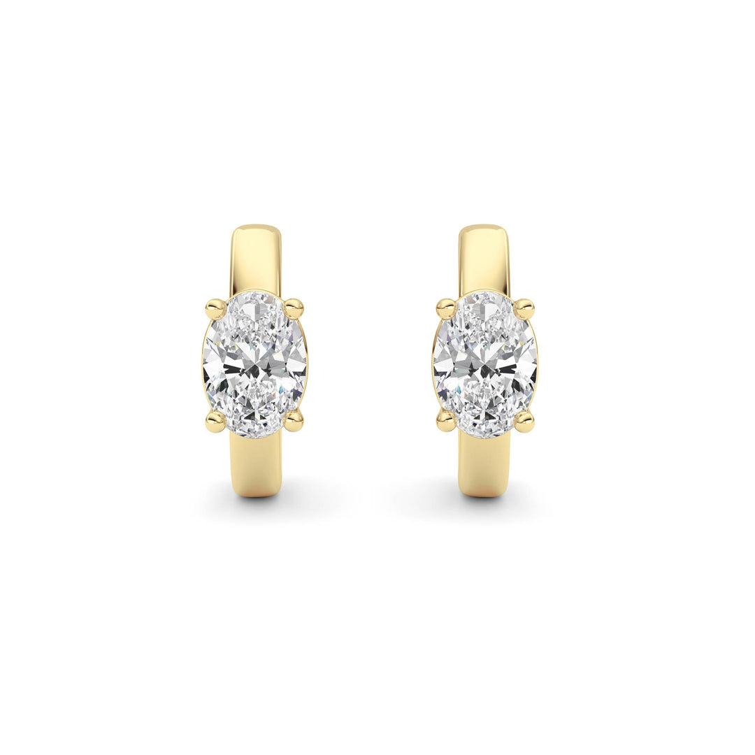 1CTW Oval Shaped Lab Grown Diamond (F/VS ) Huggie Earrings in 14K Gold