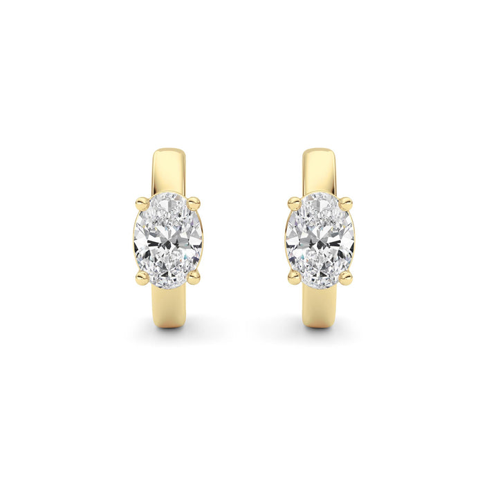 1CTW Oval Shaped Lab Grown Diamond (F/VS ) Huggie Earrings in 14K Gold