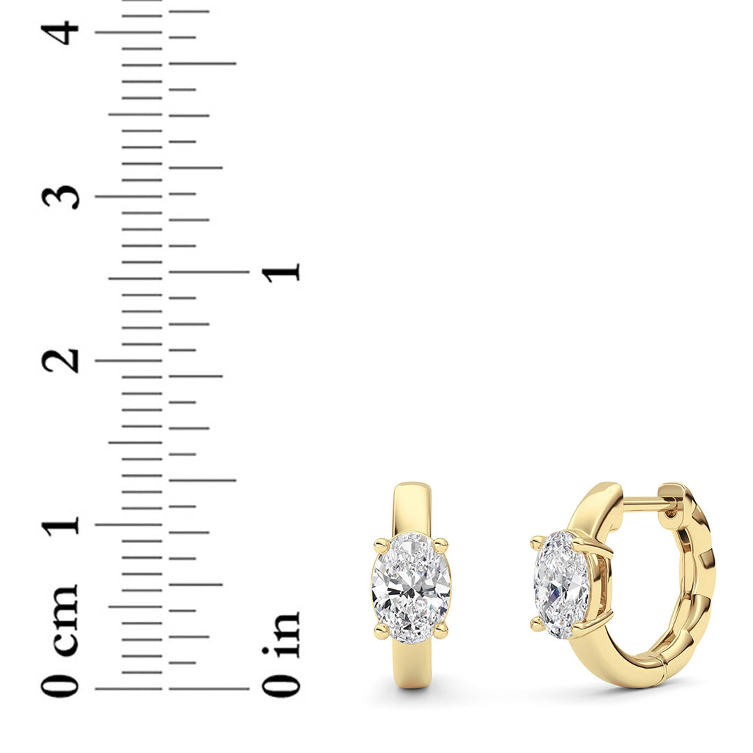 1CTW Oval Shaped Lab Grown Diamond (F/VS ) Huggie Earrings in 14K Gold