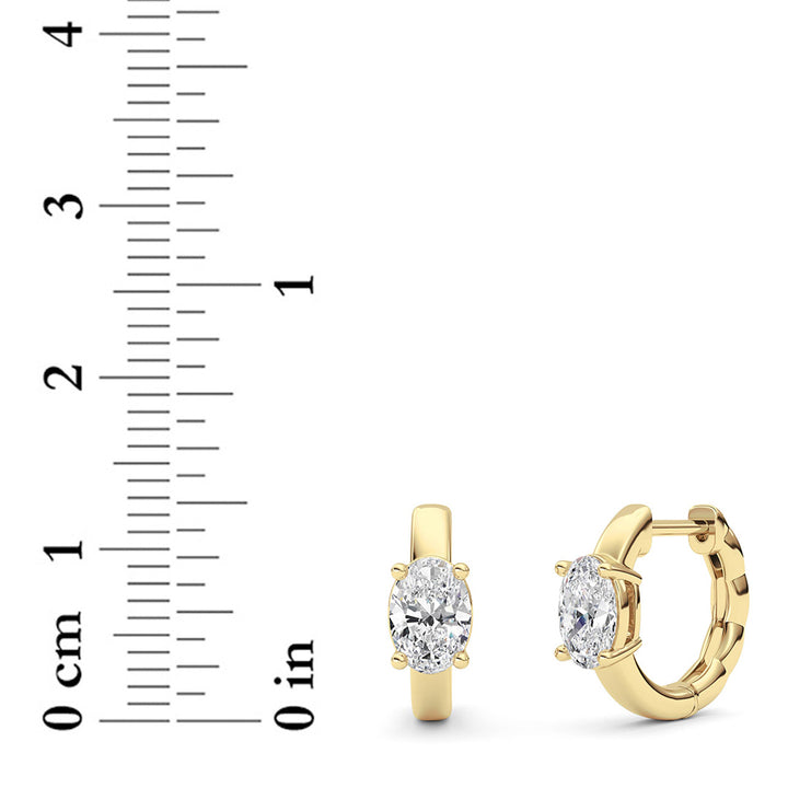 1CTW Oval Shaped Lab Grown Diamond (F/VS ) Huggie Earrings in 14K Gold