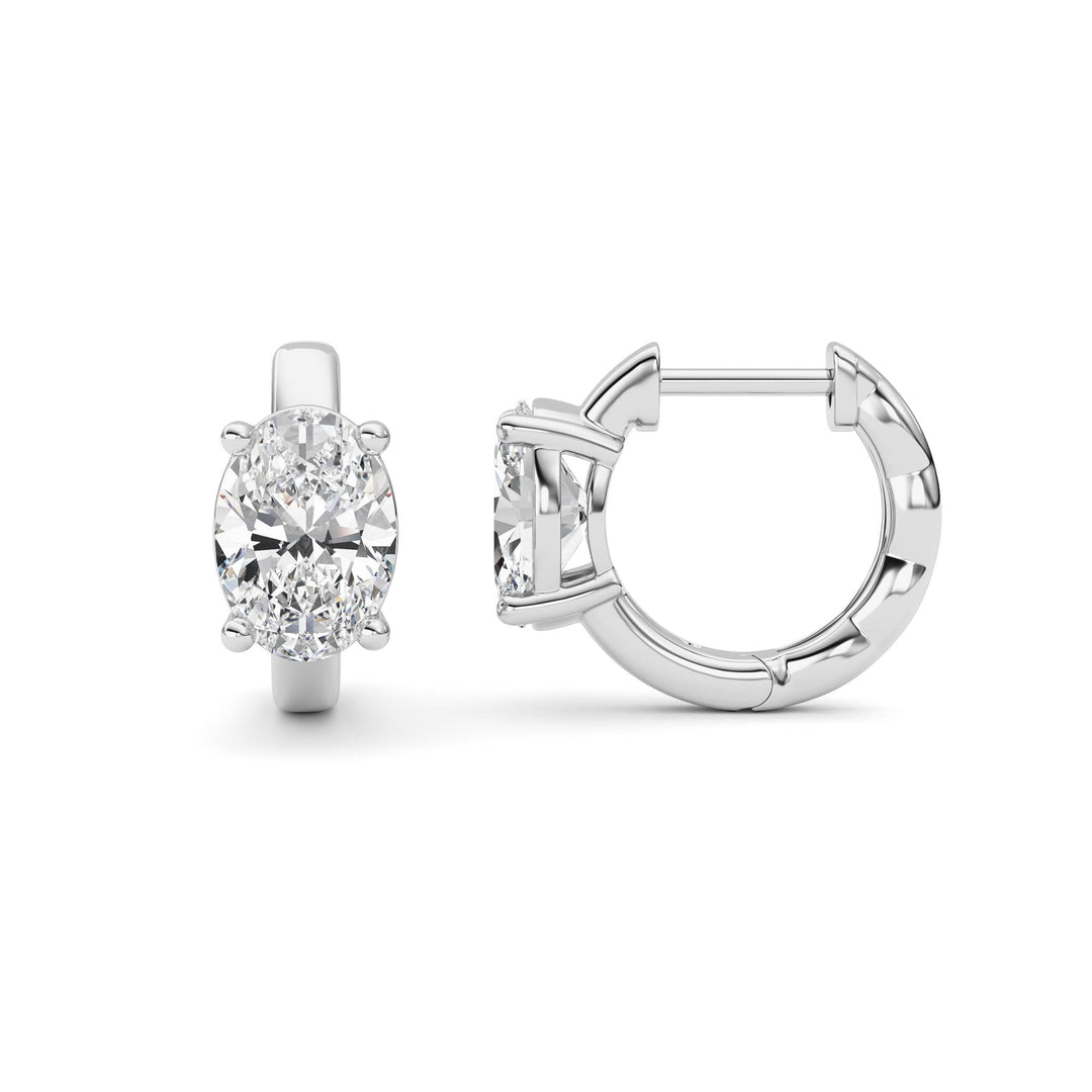 2CTW Oval Shaped Lab Grown Diamond (F/VS ) Huggie Earrings in 14K Gold