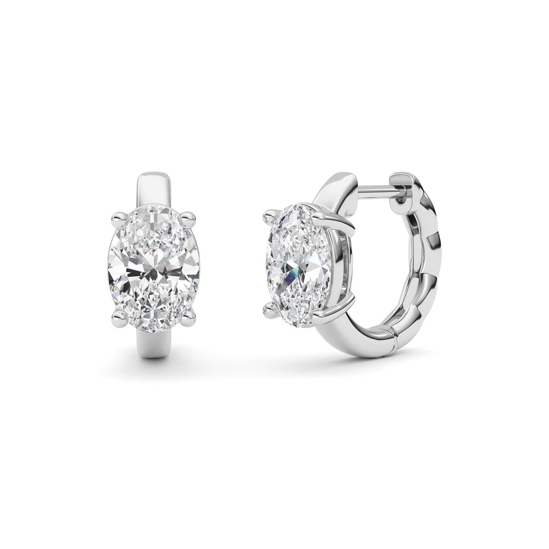2CTW Oval Shaped Lab Grown Diamond (F/VS ) Huggie Earrings in 14K Gold