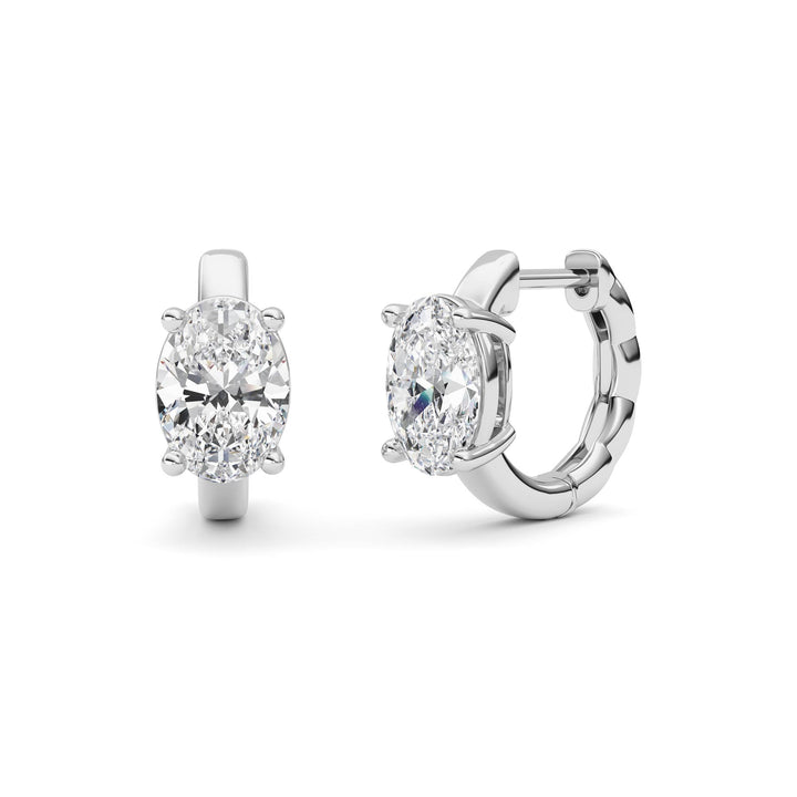 2CTW Oval Shaped Lab Grown Diamond (F/VS ) Huggie Earrings in 14K Gold