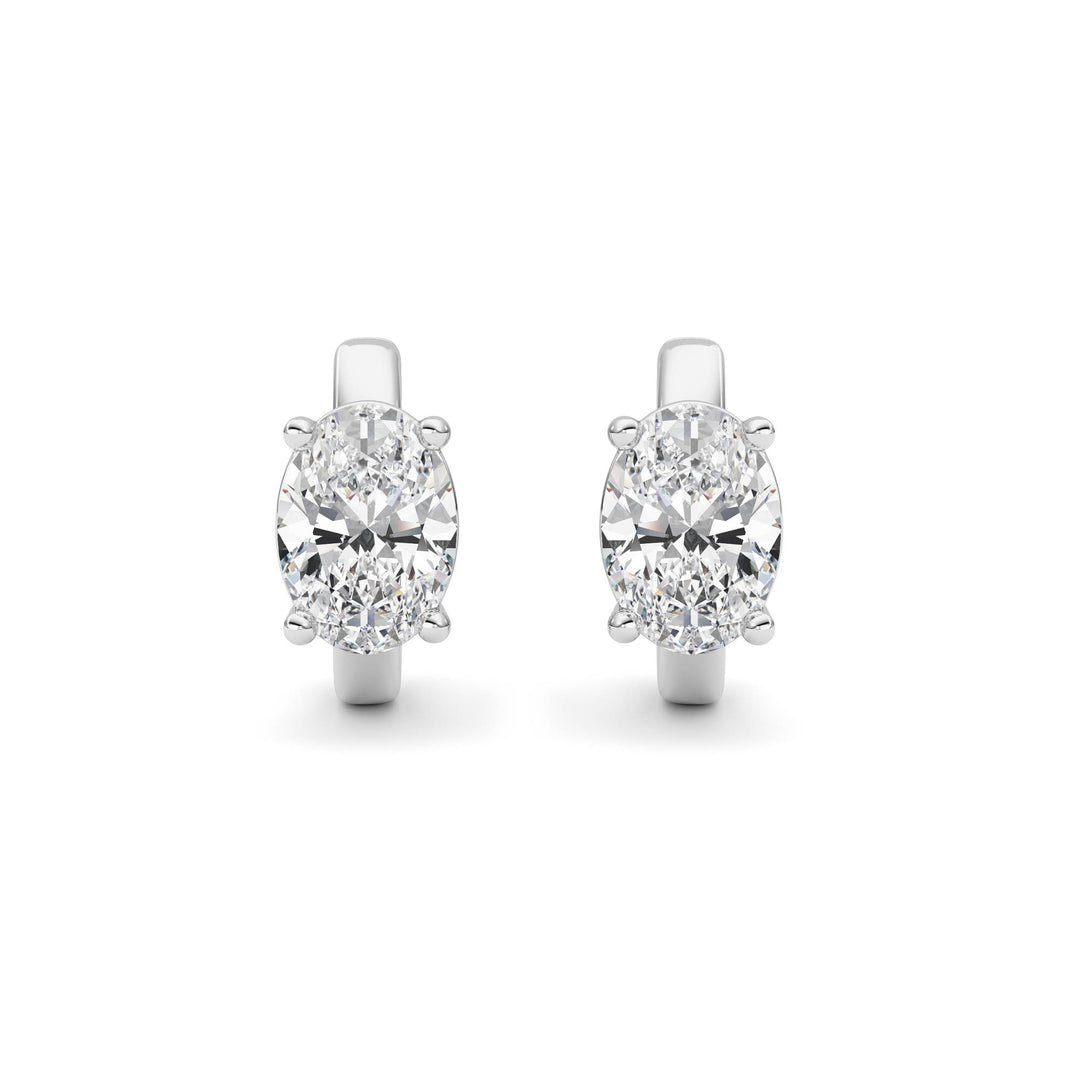 2CTW Oval Shaped Lab Grown Diamond (F/VS ) Huggie Earrings in 14K Gold