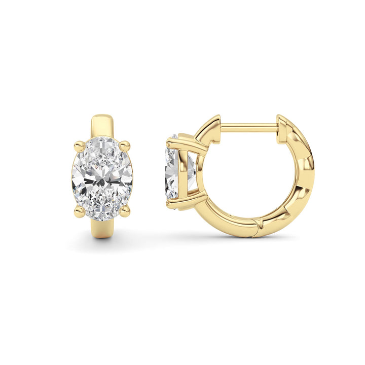 2CTW Oval Shaped Lab Grown Diamond (F/VS ) Huggie Earrings in 14K Gold
