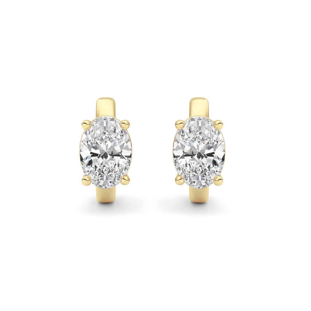 2CTW Oval Shaped Lab Grown Diamond (F/VS ) Huggie Earrings in 14K Gold