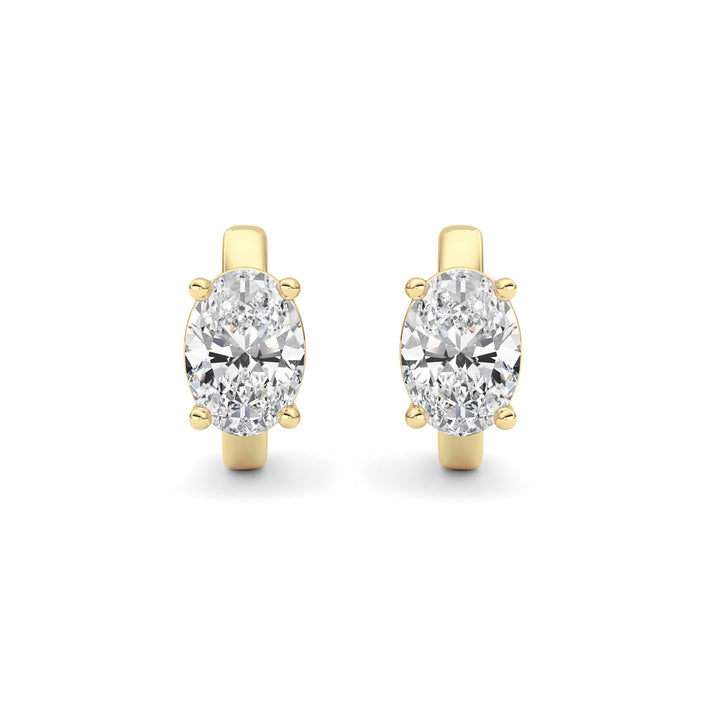 2CTW Oval Shaped Lab Grown Diamond (F/VS ) Huggie Earrings in 14K Gold