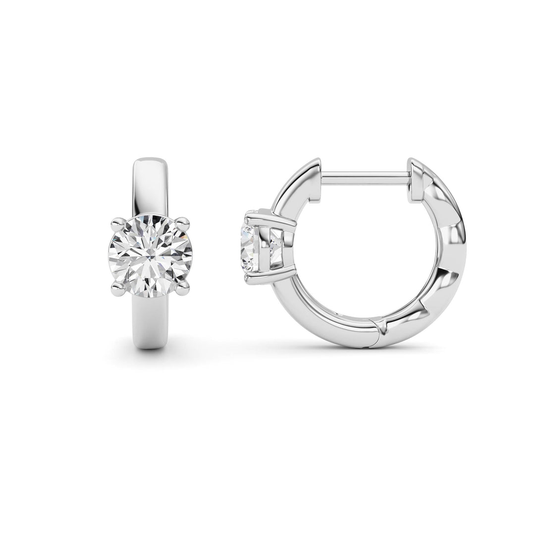 1CTW Round Shaped Lab Grown Diamond (F/VS ) Huggie Earrings in 14K Gold