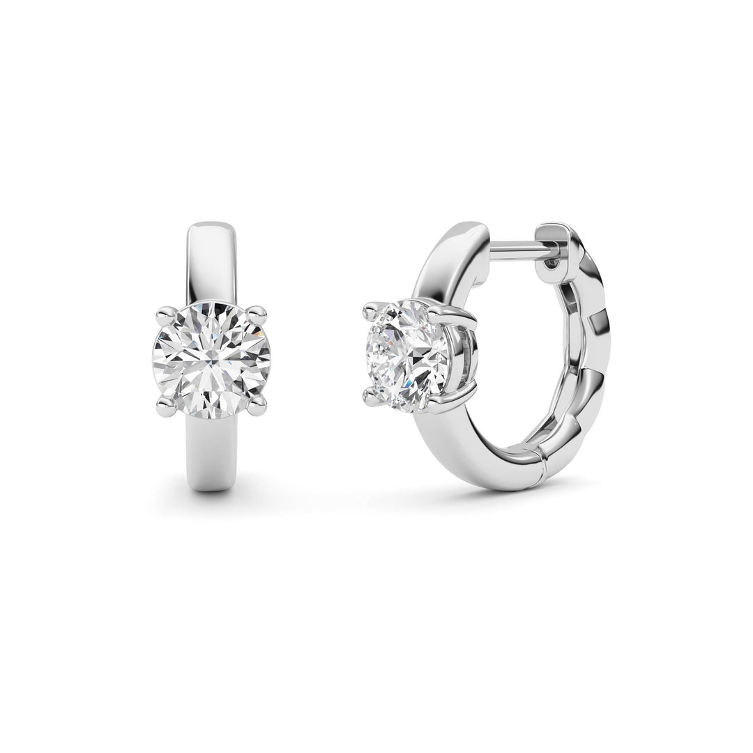1CTW Round Shaped Lab Grown Diamond (F/VS ) Huggie Earrings in 14K Gold