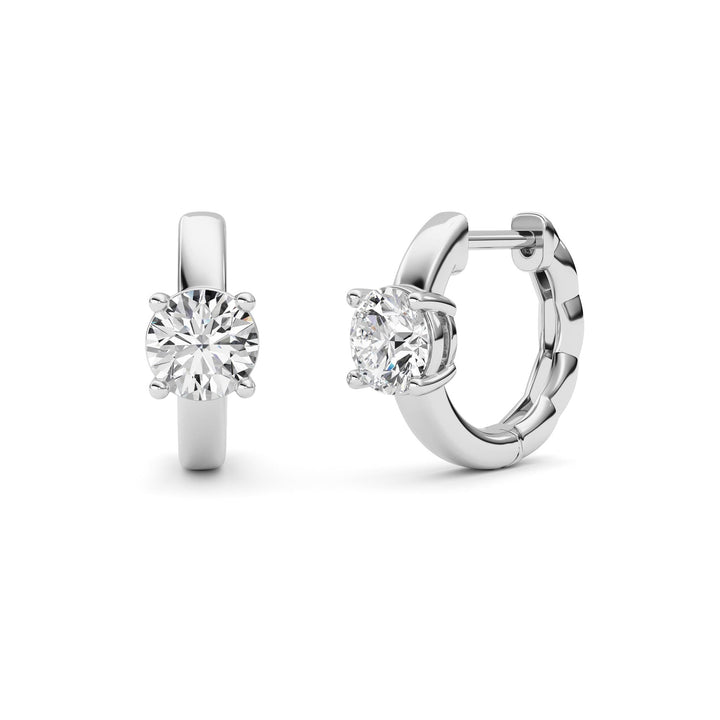 1CTW Round Shaped Lab Grown Diamond (F/VS ) Huggie Earrings in 14K Gold