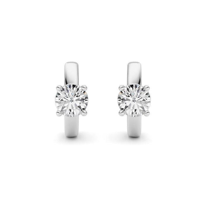 1CTW Round Shaped Lab Grown Diamond (F/VS ) Huggie Earrings in 14K Gold