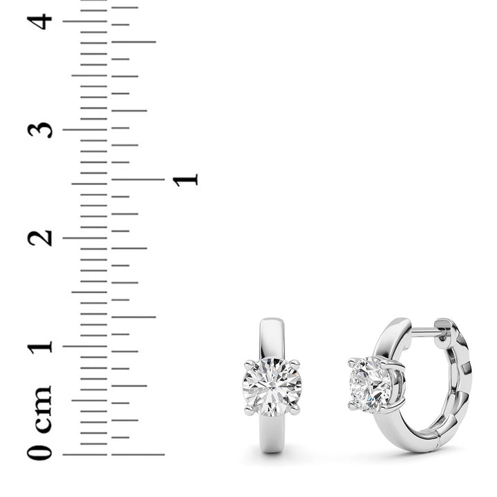 1CTW Round Shaped Lab Grown Diamond (F/VS ) Huggie Earrings in 14K Gold