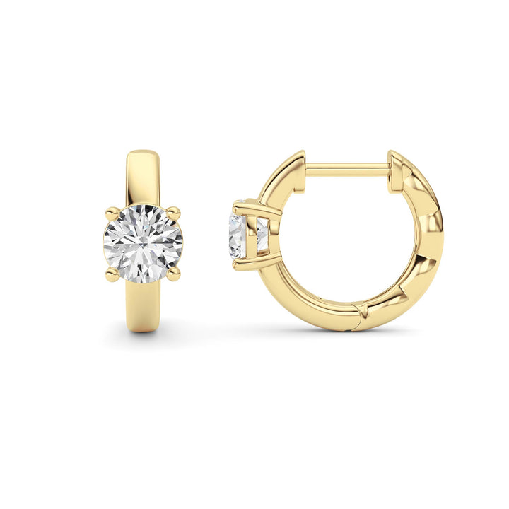 1CTW Round Shaped Lab Grown Diamond (F/VS ) Huggie Earrings in 14K Gold