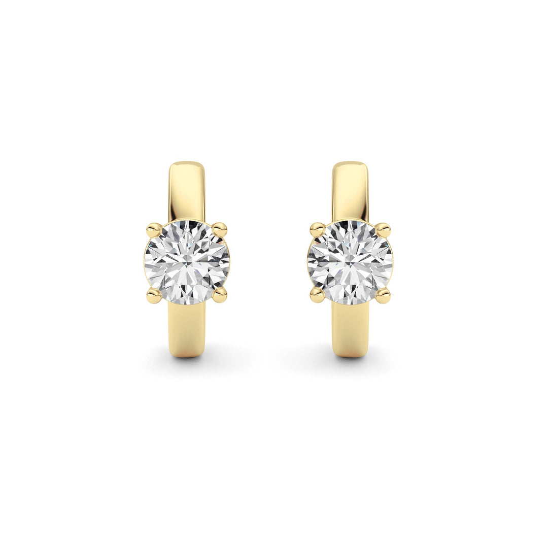 1CTW Round Shaped Lab Grown Diamond (F/VS ) Huggie Earrings in 14K Gold