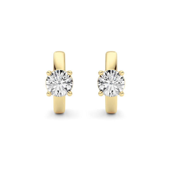 1CTW Round Shaped Lab Grown Diamond (F/VS ) Huggie Earrings in 14K Gold