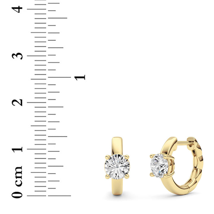 1CTW Round Shaped Lab Grown Diamond (F/VS ) Huggie Earrings in 14K Gold