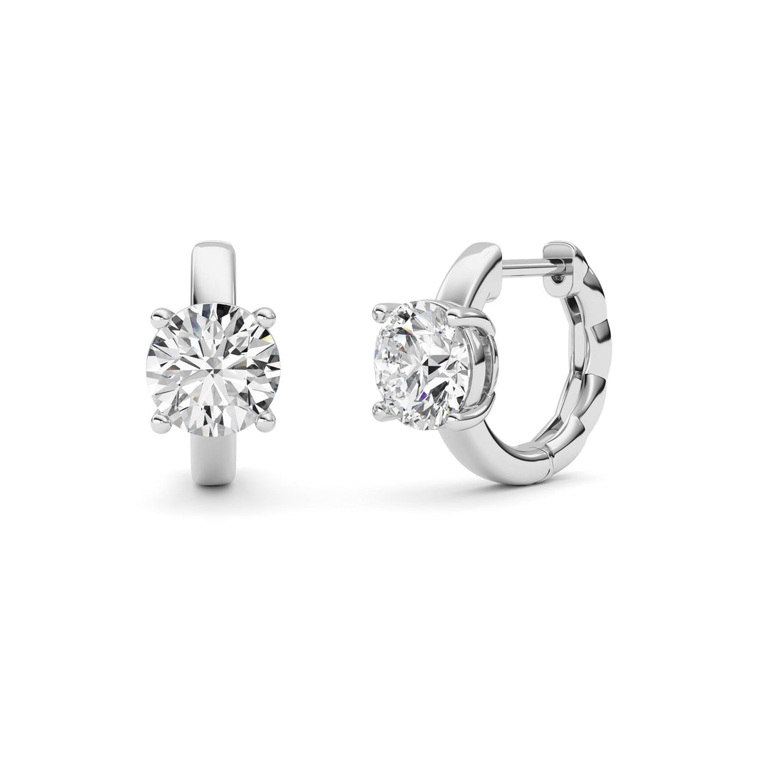 2CTW Round Shaped Lab Grown Diamond (F/VS ) Huggie Earrings in 14K Gold
