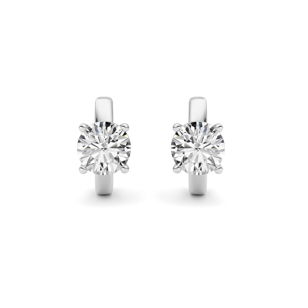 2CTW Round Shaped Lab Grown Diamond (F/VS ) Huggie Earrings in 14K Gold