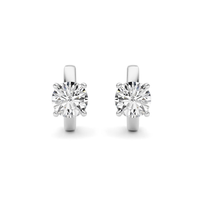 2CTW Round Shaped Lab Grown Diamond (F/VS ) Huggie Earrings in 14K Gold